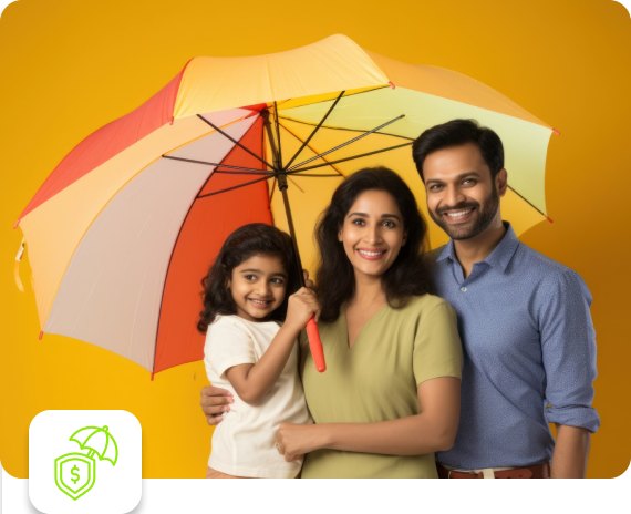 Family under an umbrella